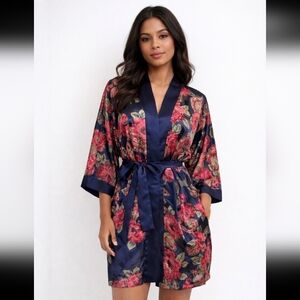 Vintage Victoria's Secret Gold Label Satin Paisley Short Robe- One Size